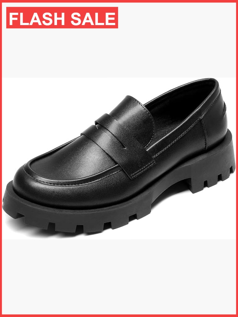 Lug Sole Platform Loafers, Slip On Chunky Penny Loafers Dressy Work Business